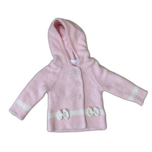 Rock A Bye Baby Cardigan Sweater jacket Size 6-12 Months Pink w bows